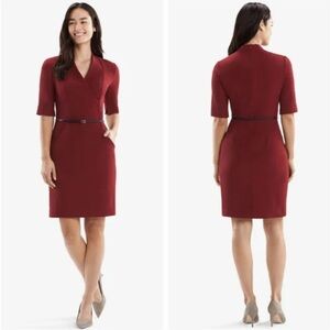 M.M. Lafleur NWT Womens The Maxwell Dress V Neck in Pomegranate Red Size 14